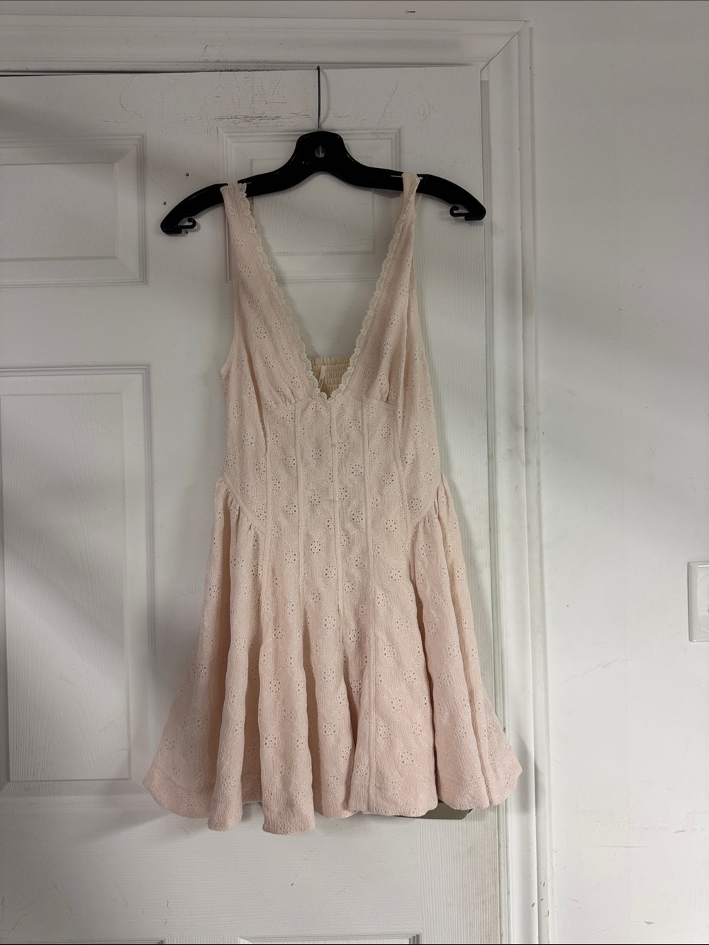 Free People Blush Pink Eyelet Mini Dress